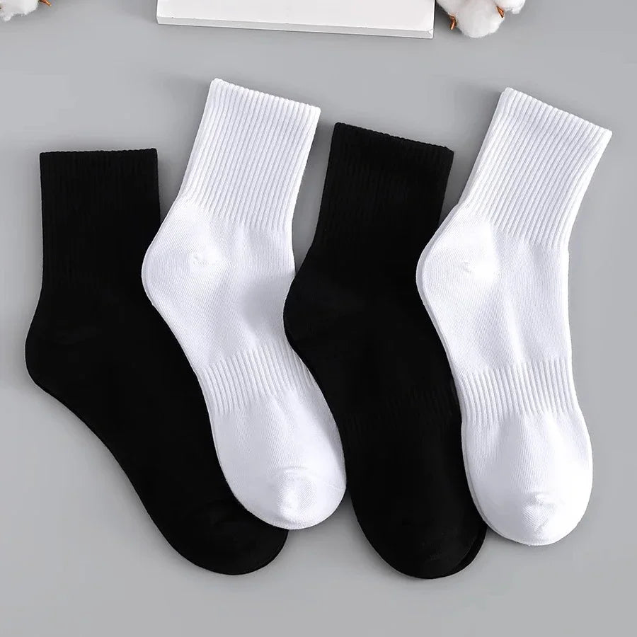 3Pairs Classic Black White Cotton Socks for Men's Short Socks Summer Thin Low Tube Socks Anti Odor Women's Ankel Sox EU 37-42