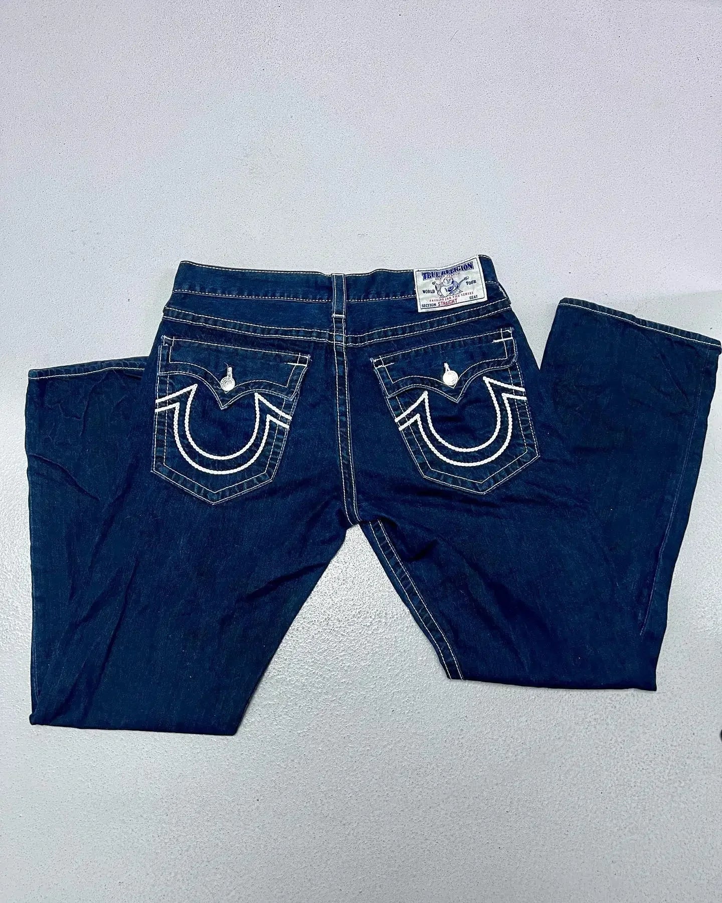 Retro American Jeans Cintura Alta Y2K Calças Jeans Hip Hop Gótico Bolso Bordado Azul Jeans Largo Mulheres Lazer Streetwear