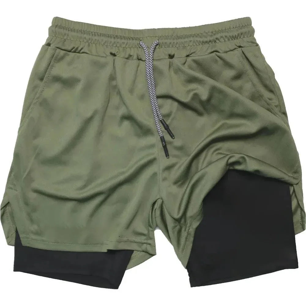 Summer sports versatile double layer men's shorts everyday casual quick-drying sports shorts men