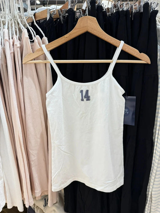 Novo 14 Bordado Slim Tank Top Feminino Primavera Casual Sem Mangas Algodão Branco Estilo Preppy Camis Feminino Bonito Doce Colete Y2K Tops