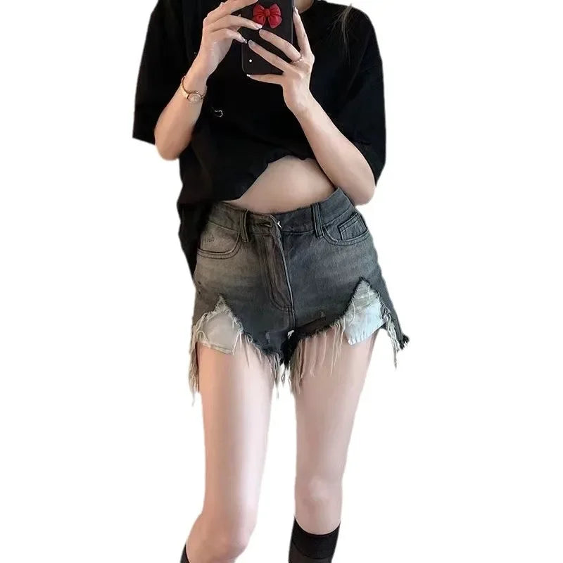 Trendy Design Sensible Vintage High-waisted Slimming Wide-leg A- line Denim Shorts For Women Summer New Arrival