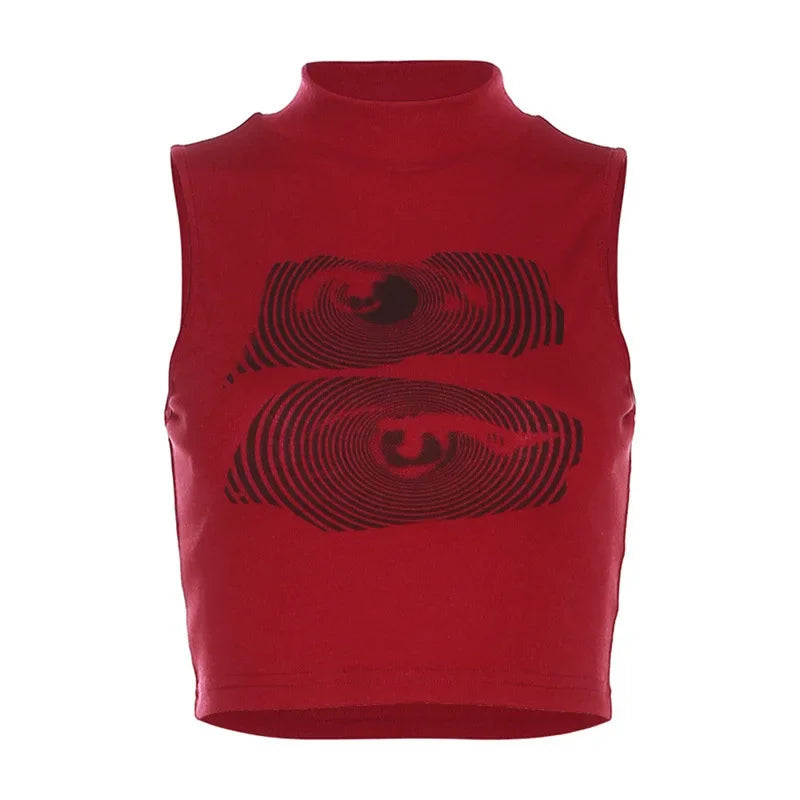 PixieKiki Red Graphic Crop Tops Y2k 2000s Fashion Tank Tops for Women 2023 Summer Sleeveless Tee Shirts P71-AG12