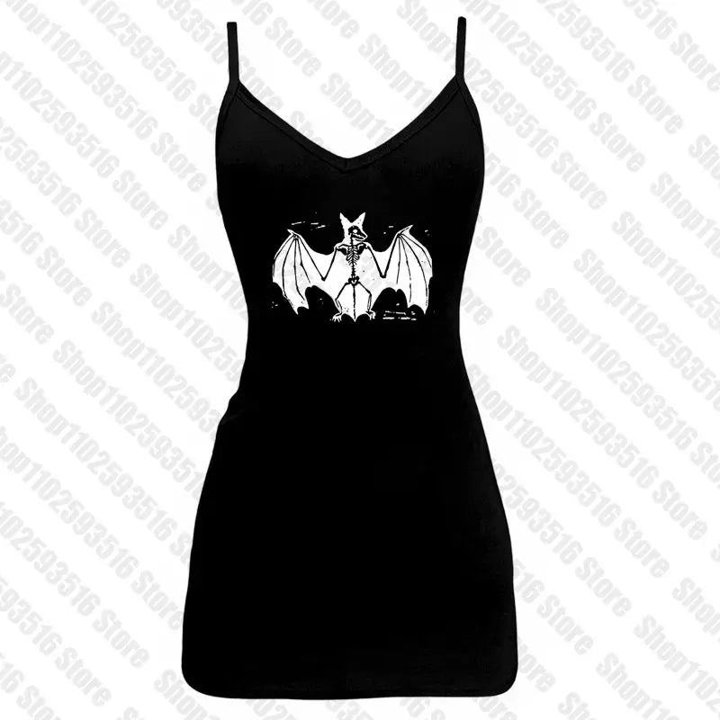 Aesthetic Goth bat Letter Y2K style Crop Tops T-shirt Short Sleevle Vest Tees Harajuku Streetwear Suspenders Women Clothes shirt