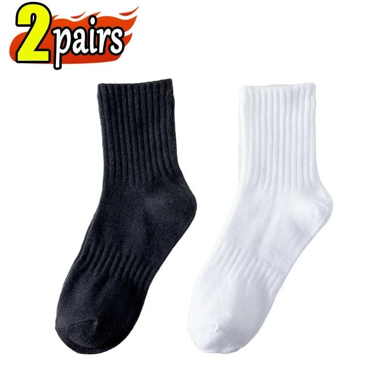 3Pairs Classic Black White Cotton Socks for Men's Short Socks Summer Thin Low Tube Socks Anti Odor Women's Ankel Sox EU 37-42