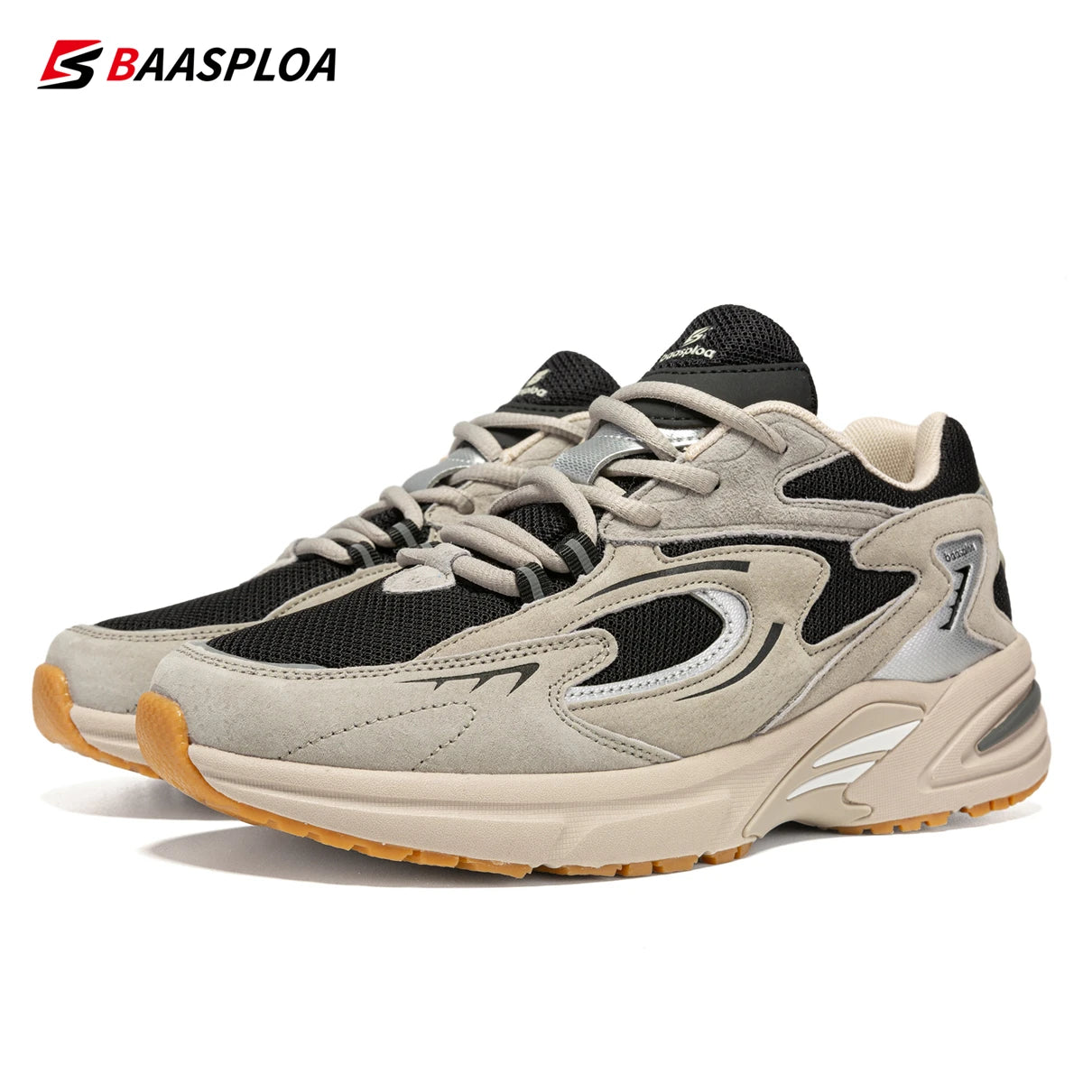 Baaslpoa New Men's Running Shoes Casual Mesh Fabric Breathable Non-Slip Walking Shoes Male Outdoor Basketball Sports Shoes