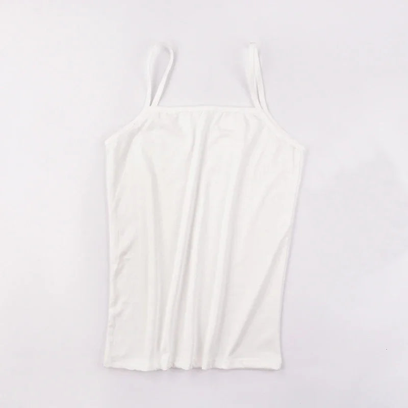 New Summer Ice Silk Vest Top Women Sexy Built In Bra Off Shoulder Sleeveless Camisole Underwear Crop Tops Sports Spaghetti Strap