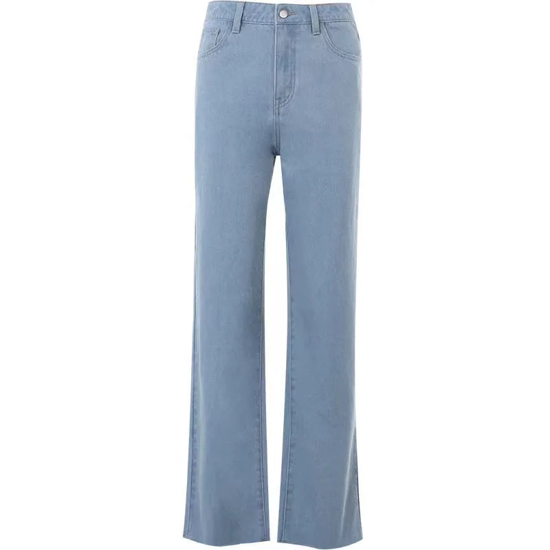 DSMTRC Moda Feminina All-match Denim Calças Primavera 2024 Novo Simples Casual All-match Slim Hot Girl Jeans Rasgado