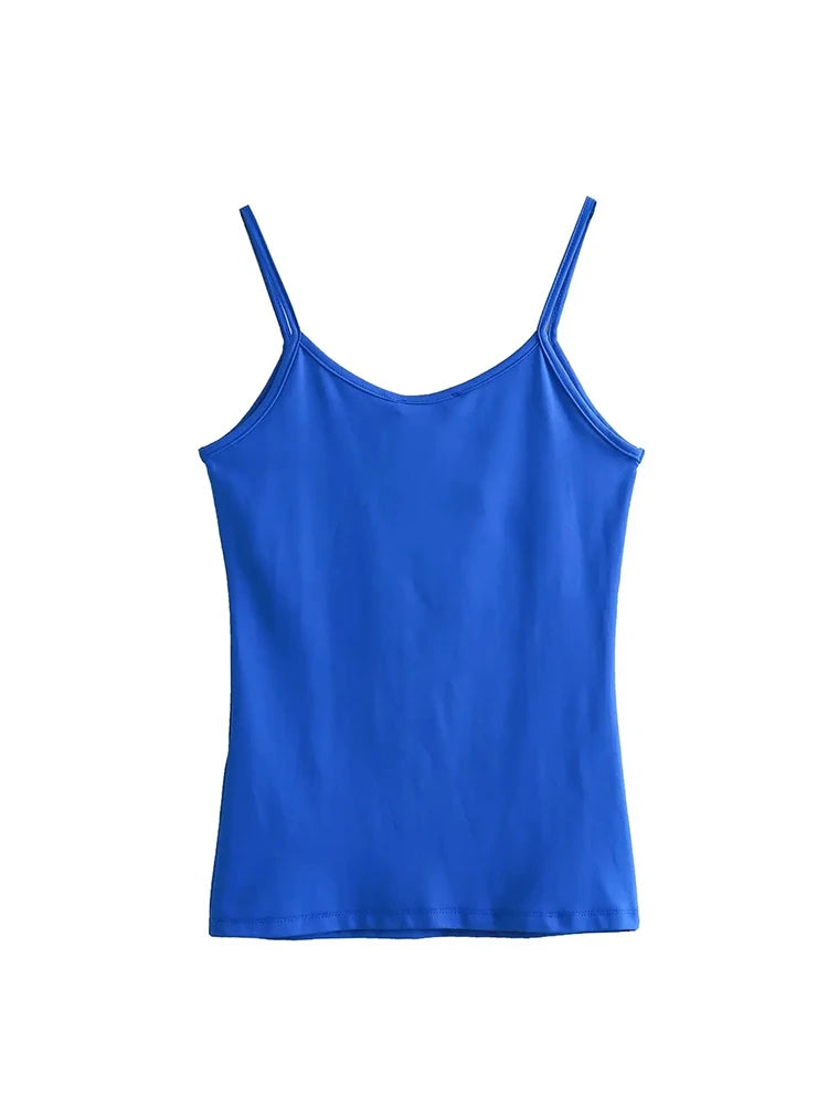 ZABA Women Spaghetti straps Stretch Sleeveless Inner Basic Tank Top Sexy Slim Suspenders Vest O Neck Casual Solid Colour Top