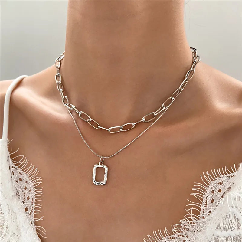 Vintage Bohemia Coin letter Layered Chain Necklace For Women Shell Pearl Moon Long Choker Collar Pendant butterfly Necklace