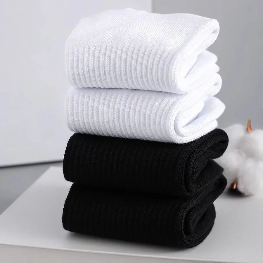 3Pairs Classic Black White Cotton Socks for Men's Short Socks Summer Thin Low Tube Socks Anti Odor Women's Ankel Sox EU 37-42