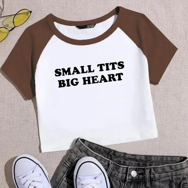 Popular Fashion Letter Graphic Summer 2000s Crop Tops Women T-Shirt Y2k Grunge Tops Kawaii Baby Tee Party Vintage Harajuku Emo