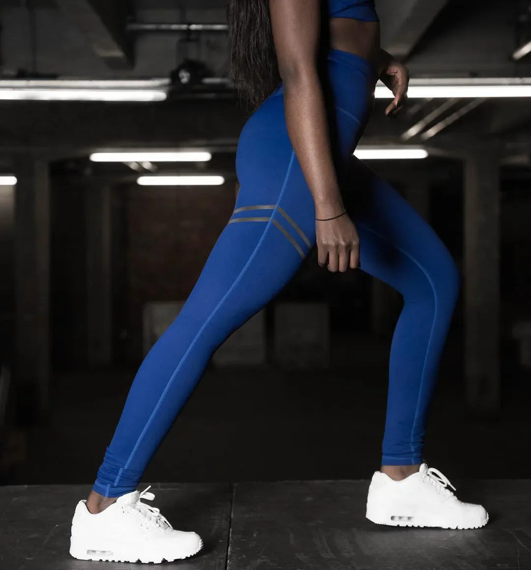 Woman Pants High Waist Sport Pants Women's Fitness Sport Leggings Stripe Printing Elastic Gym Workout Tights Running Trousers