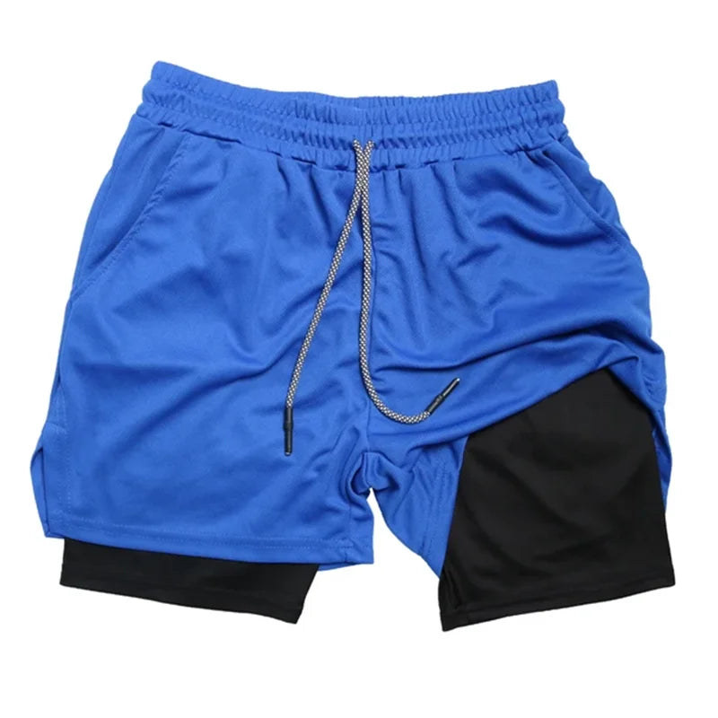 Summer sports versatile double layer men's shorts everyday casual quick-drying sports shorts men