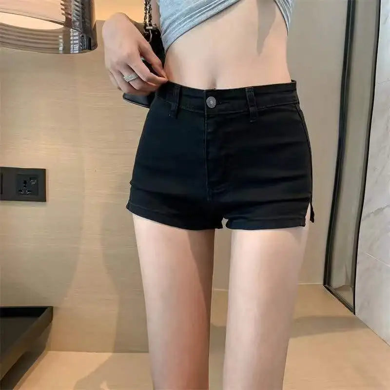 Babe Shorts High Waist Hip Wrap Split Womens High Waisted Denim Shorts Women Black Short Pant Women Sexy Short Jeans Pants Booty