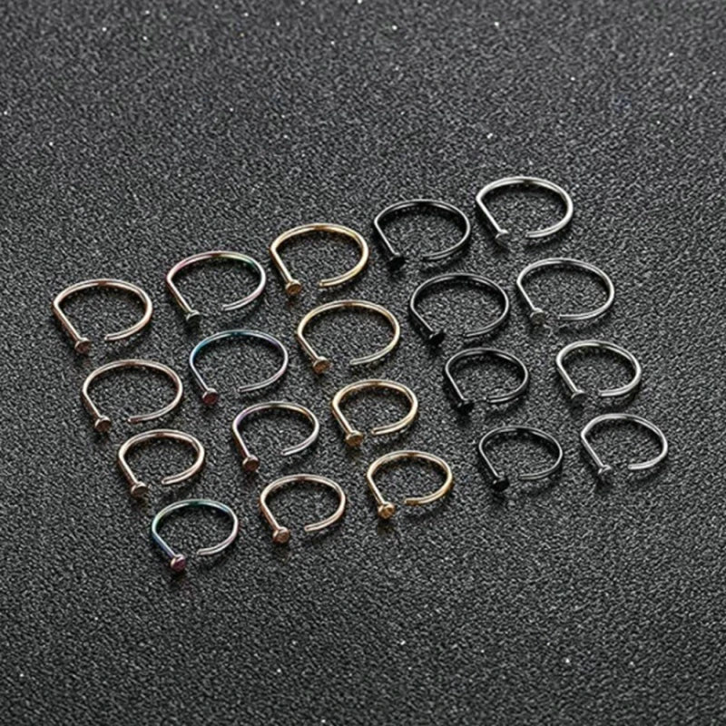 Stainless Steel D Shape Fake Nose Ring Hoop Faux Fake Nose Ring Non-Pierced Clip On Nose Hoop Rings Jewelry For Women Men