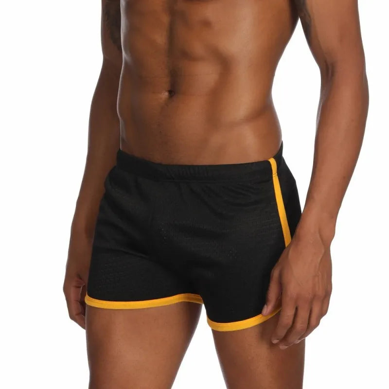 New Men's Quick Dry Shorts Beachwear Workout Gym Sports Running Short Fitness 2024 Casual Elastic Drawstring Mesh Shorts