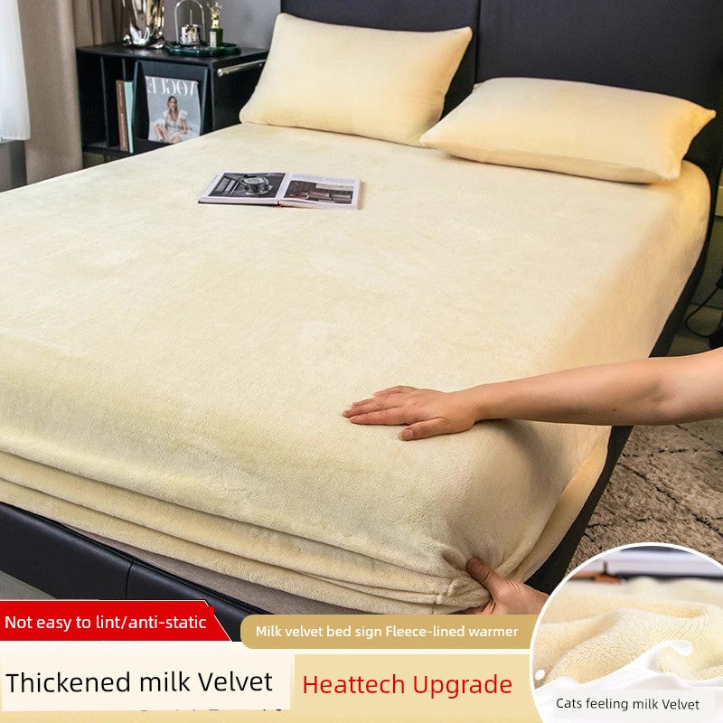 Fleece-lined Thickened Milk Fiber Bedspread Cover Winter 2024 New Arrival Coral Velvet Bedspread Mattress Cover Single All-Inclusive Bed Sheets