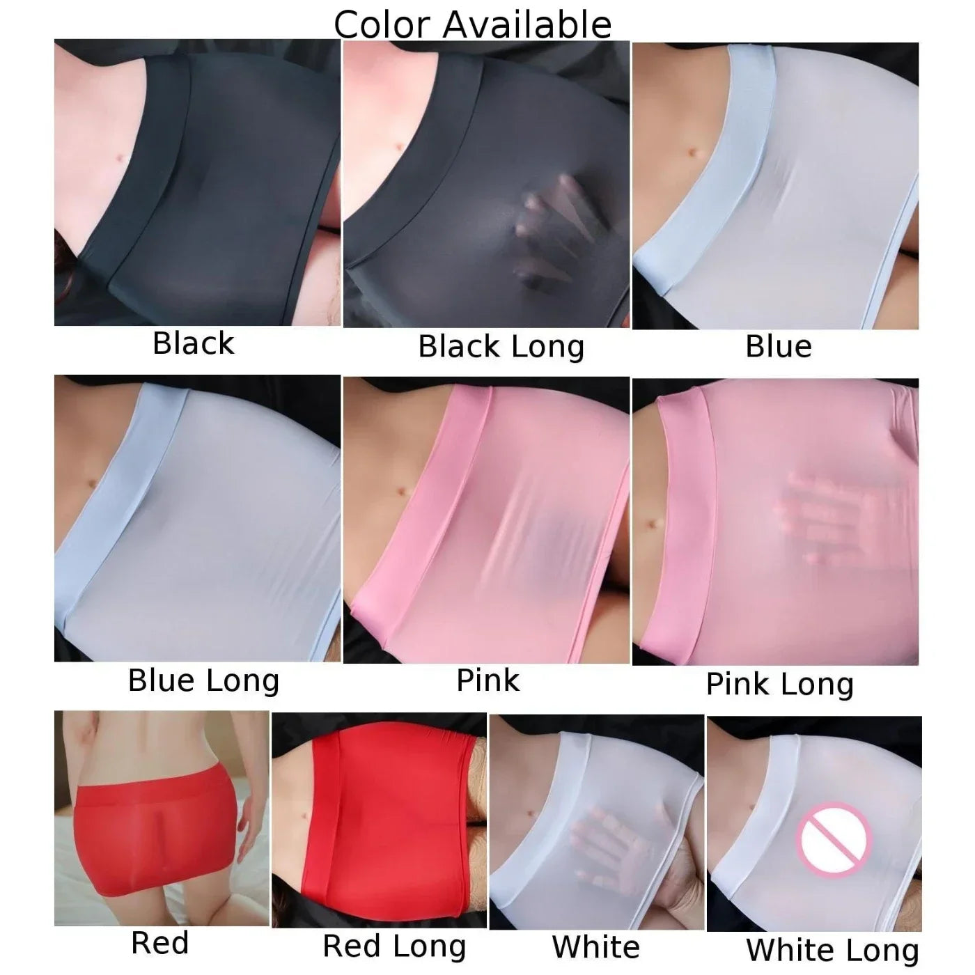 Women Ice Silk Sheer Short Tube Dress Comfortable Nightclub Party Clubwear Skirt Glossy Seamless Soft Sleep Covering Hip Skirts