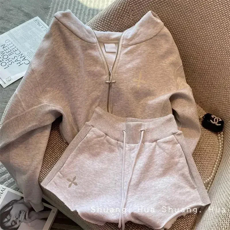 Hooded Sweater Set Women's Summer 2024 New Leisure Sports Fashion Western Style Youthful-Looking High Sense Two-Piece Set