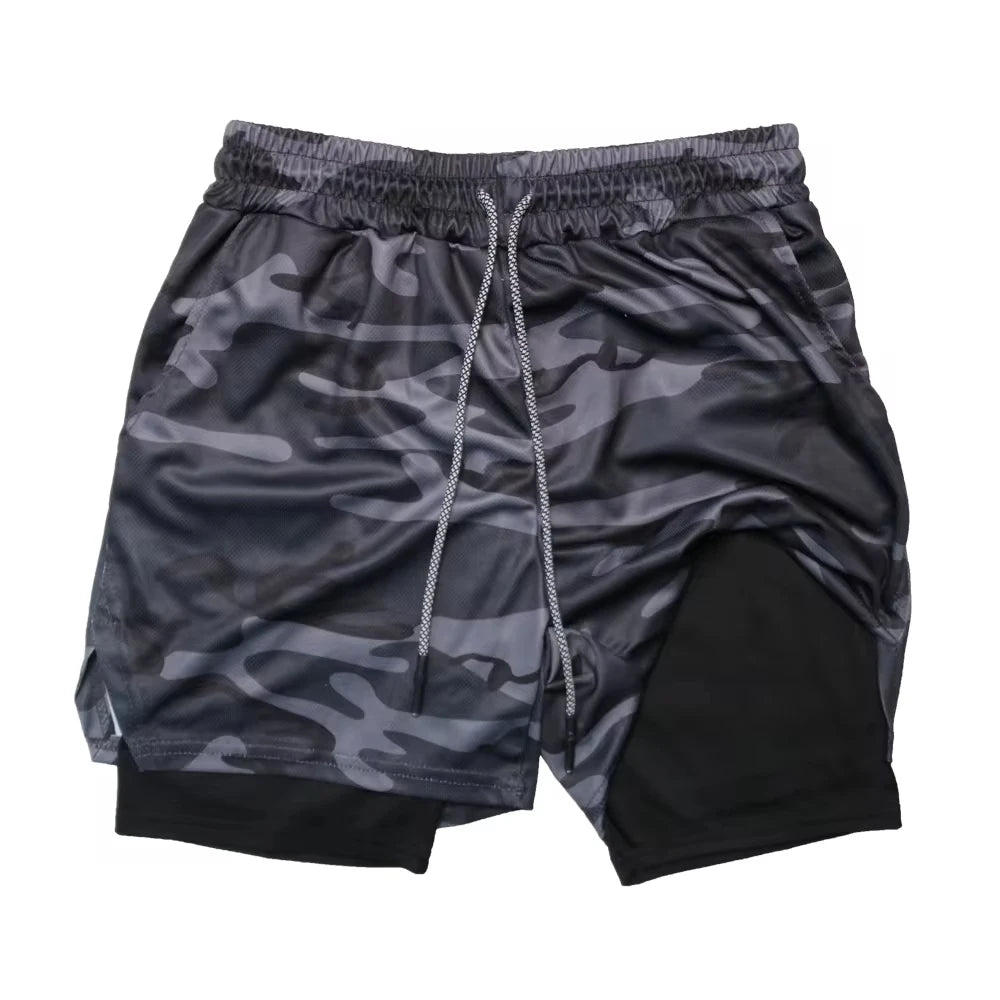 Men's Outdoor Cycling Sports Shorts Summer Breathable Quick-drying Shorts Sportswear Double-layer Two-in-one Casual Shorts M-3XL