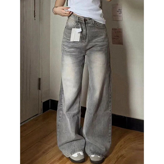 Lucyever Y2K Vintage Baggy Jeans Woman Harajuku Streetwear High Waisted Wide Leg Trousers Women Autumn Winter Washed Denim Pants