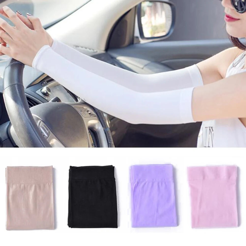 Summer Ice Silk Long Sleeves Anti-Sunburn Arm Cover Men Women Cuff New Cool Hand Sleeves Anti-UV Fingerless Cycling Arm Sleeve