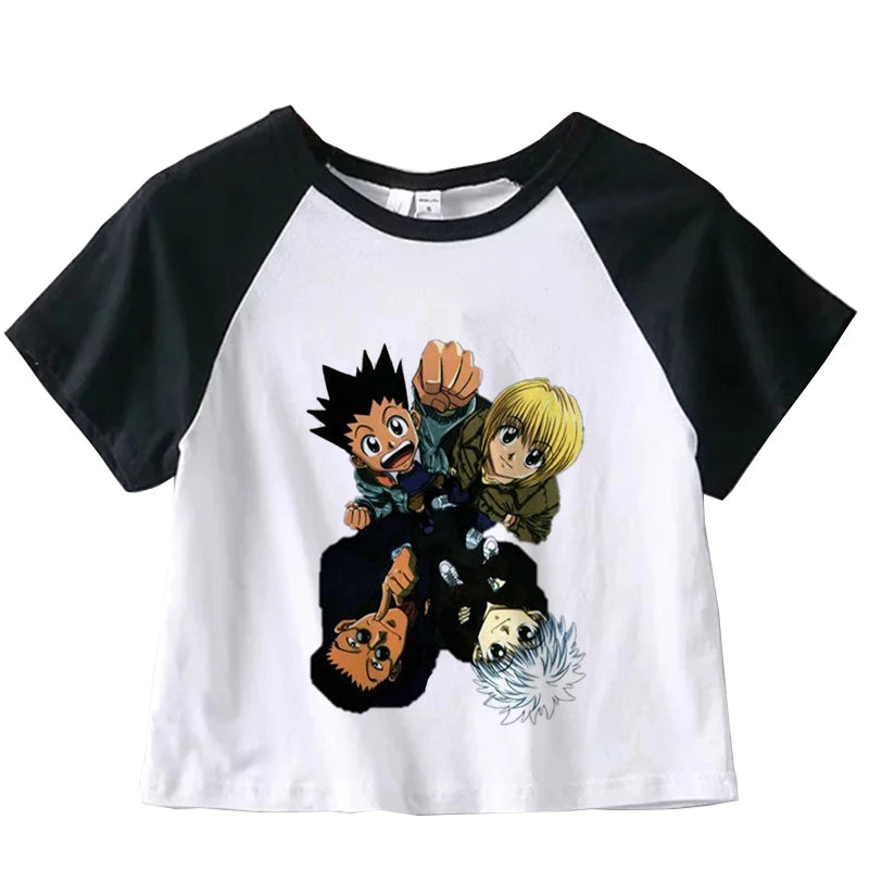 Hunter X Hunter Japan Anime Killua Shirt Y2k Crop Tops T-shirt Anime Women Tee Summer Short Sleeve Clothes Streetwear