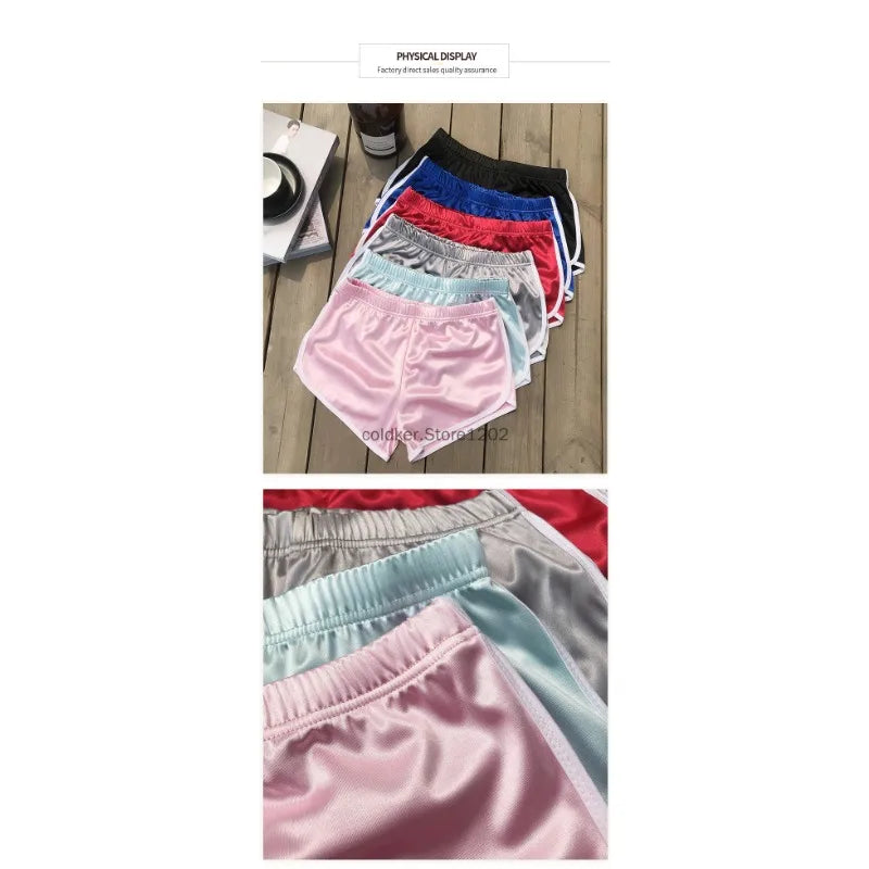 Women Shorts Summer Beach Casual Gym Athletic Running Trunks Hot Shorts Candy Color Wet Look Shiny Booty Shorts Pole Dance