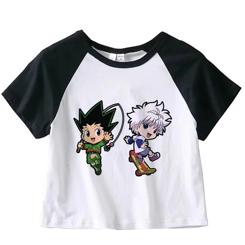 Hunter X Hunter Japan Anime Killua Shirt Y2k Crop Tops T-shirt Anime Women Tee Summer Short Sleeve Clothes Streetwear