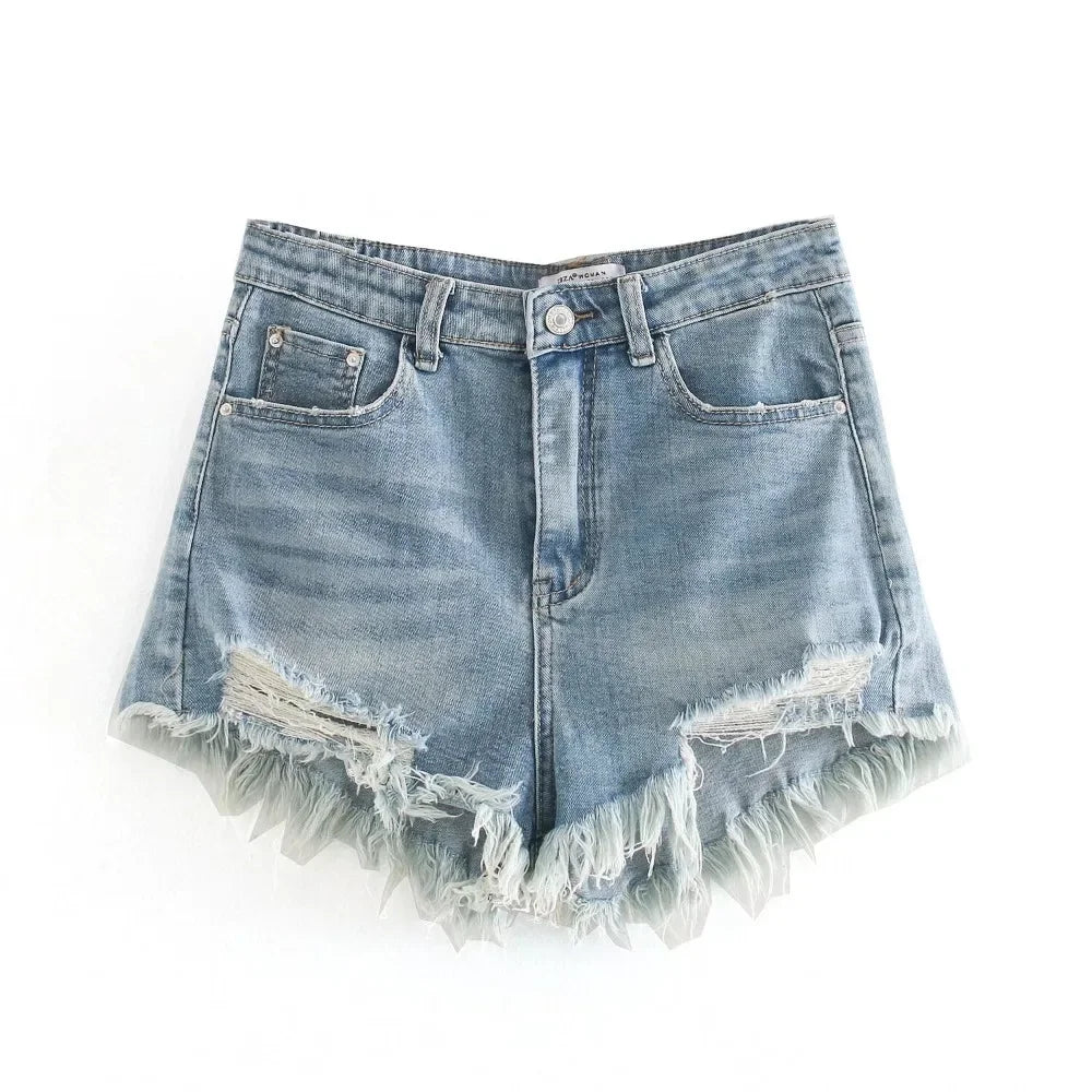 3 Colors Denim Shorts Classic Five Pockets Fashion 2024 Women Weekend Outfit Casual High Waist Distressed Shorts Sexy Mini Jeans