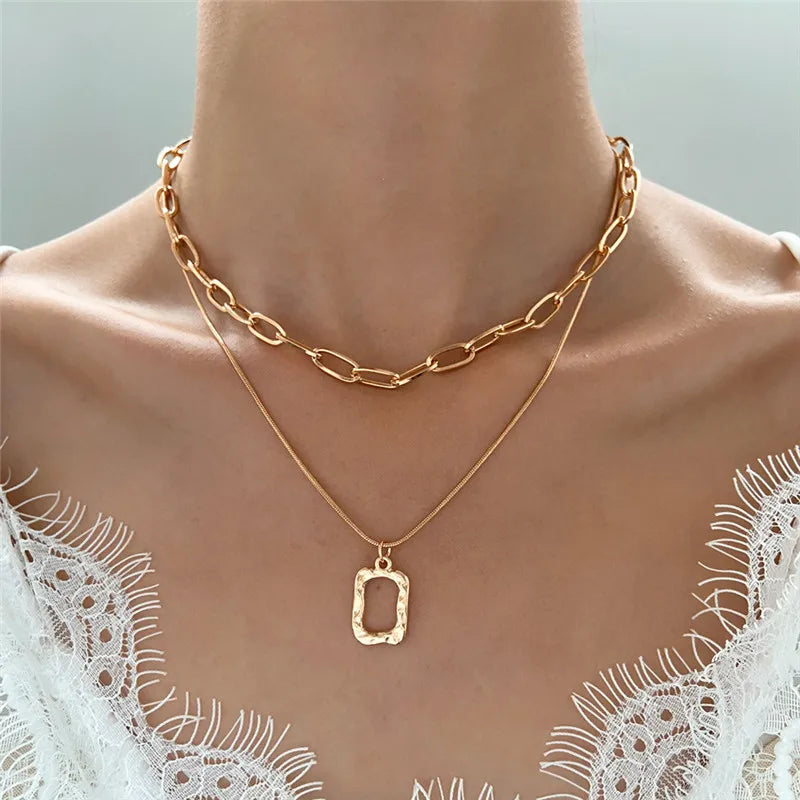 Vintage Bohemia Coin letter Layered Chain Necklace For Women Shell Pearl Moon Long Choker Collar Pendant butterfly Necklace