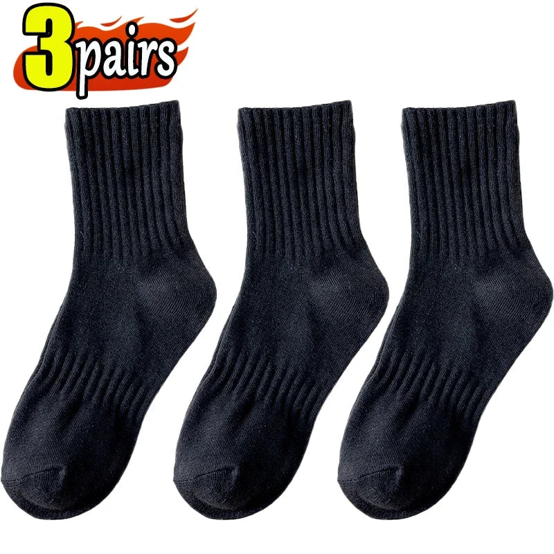 3Pairs Classic Black White Cotton Socks for Men's Short Socks Summer Thin Low Tube Socks Anti Odor Women's Ankel Sox EU 37-42