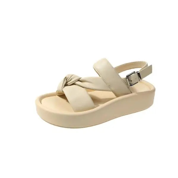 Beige Heeled Sandals Female Shoe 2024 Summer Open Toe Med Muffins shoe Ankle Strap Black Girls Clear Peep New Fashion Medium Gla