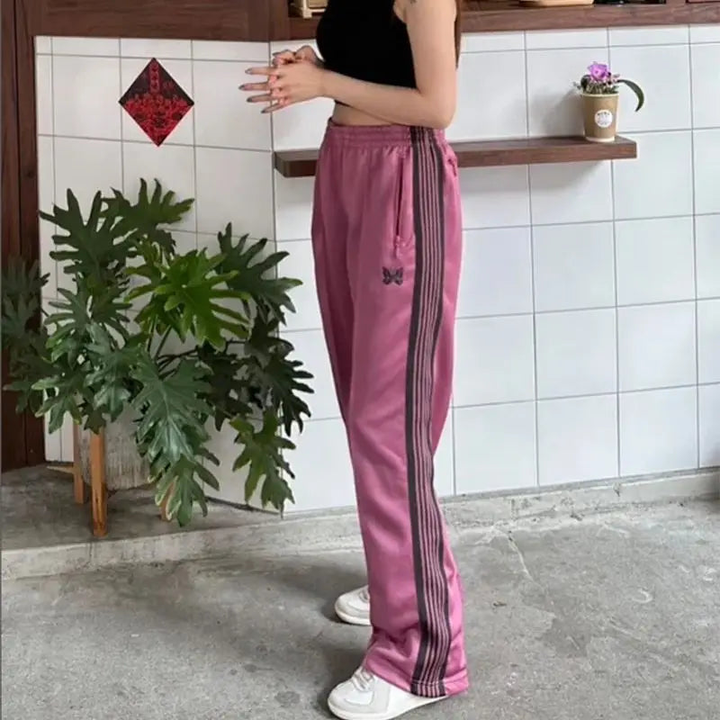 High Street Retro Track Butterfly Embroidery Pants Joggers Sweatpants Straight Trousers Men Woman Casual Loose