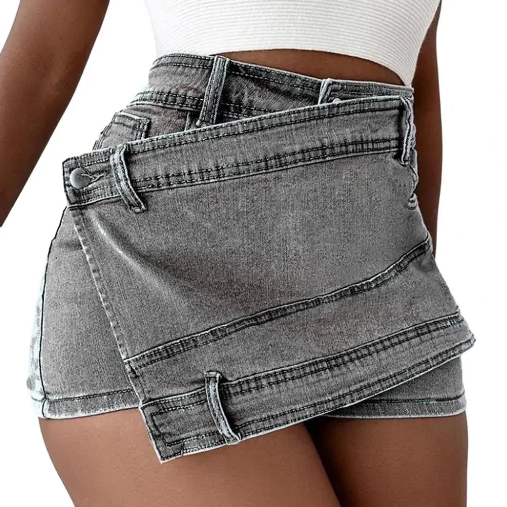 New Women Denim Culottes Short Skirt Fashion Button Decoration Slim Skirt Casual Ladies Skirts Chic Women Dress Clothes