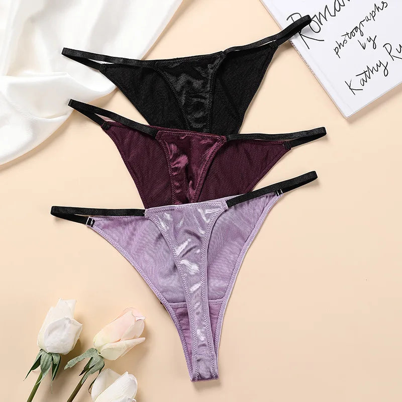 Athletic Girl T-Type Pants Satin New Cotton Crotch T-Back Women's Sexy Sexy Temptation Thin Strap Women's Underwear