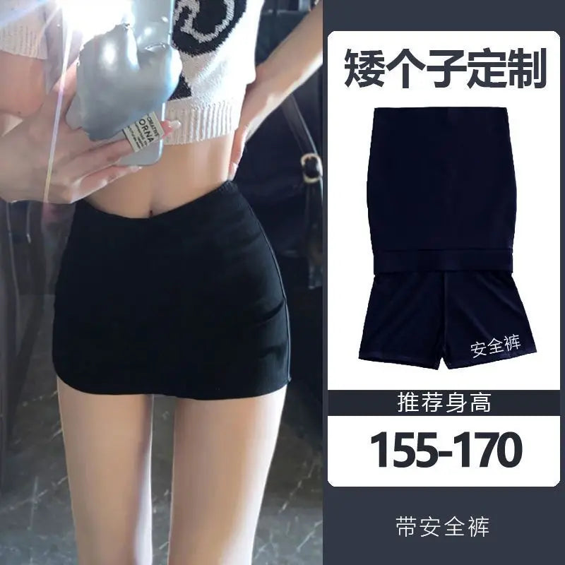 Mini Black One Step Skirts Women High Waist Wrap Hip Slim Slender Sheath Hot Girls Korean Style Office Lady Trendy Summer Street