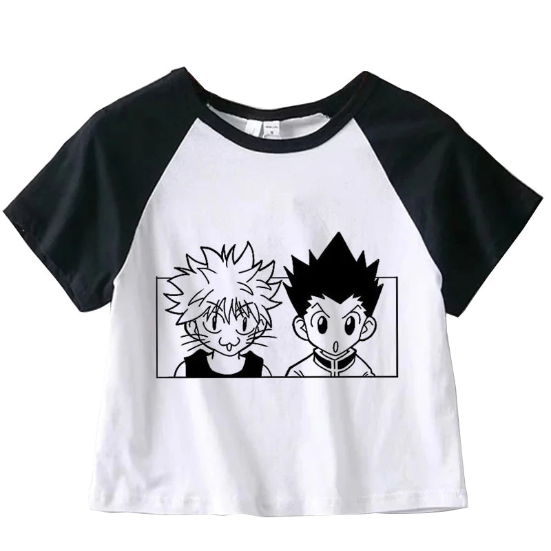 Hunter X Hunter Japan Anime Killua Shirt Y2k Crop Tops T-shirt Anime Women Tee Summer Short Sleeve Clothes Streetwear