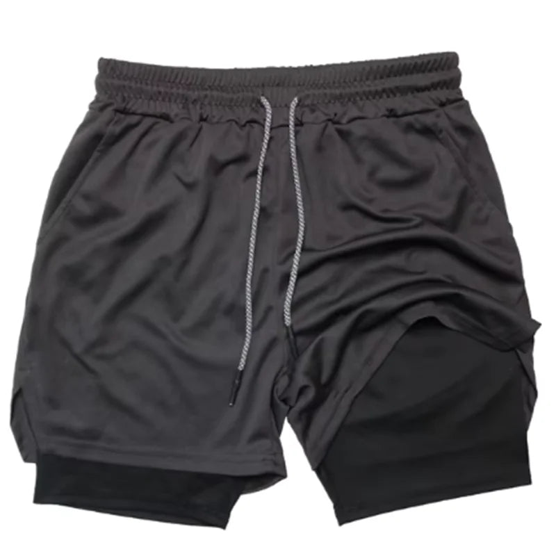 Summer sports versatile double layer men's shorts everyday casual quick-drying sports shorts men