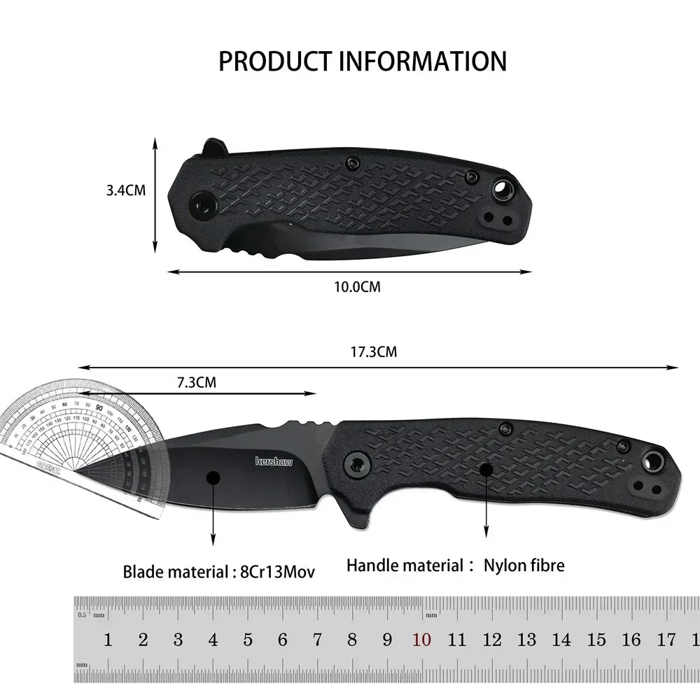 KS 1407 Folding Knife 8Cr13Mov Blade Nylon Fiber Handle Pocket Knife Gift Outdoor EDC Survival Camping Hunting Hiking Tool