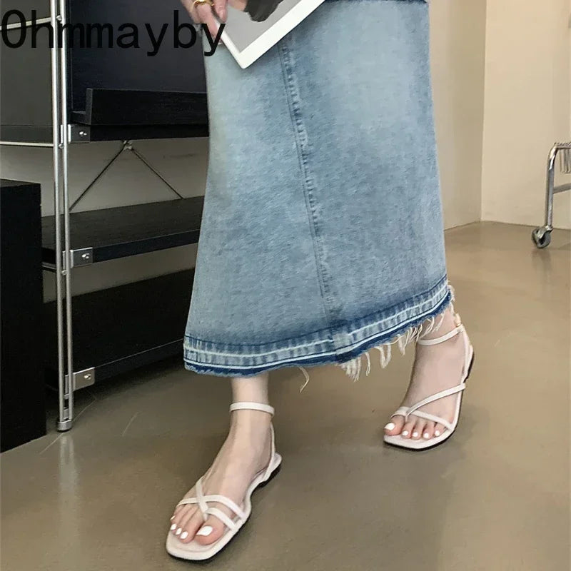 2025 Summer New Women Sandal Fashion Open Toe Narrow Band Ladies Elegant Gladiator Shoes Outdoor Dress Flats Sandalias