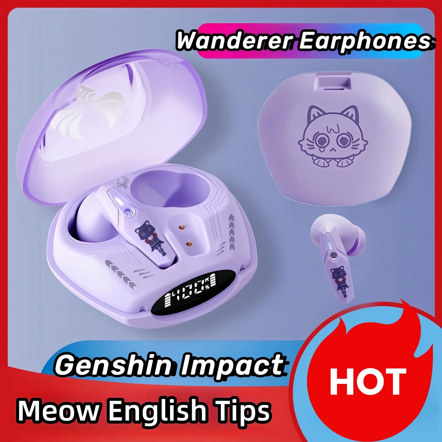 Genshin Impact Meow Wanderer Earphones Furina TWS Wireless Bluetooth 5.3 Xiao Headphones HiFi Music Gaming Stereo Earbuds