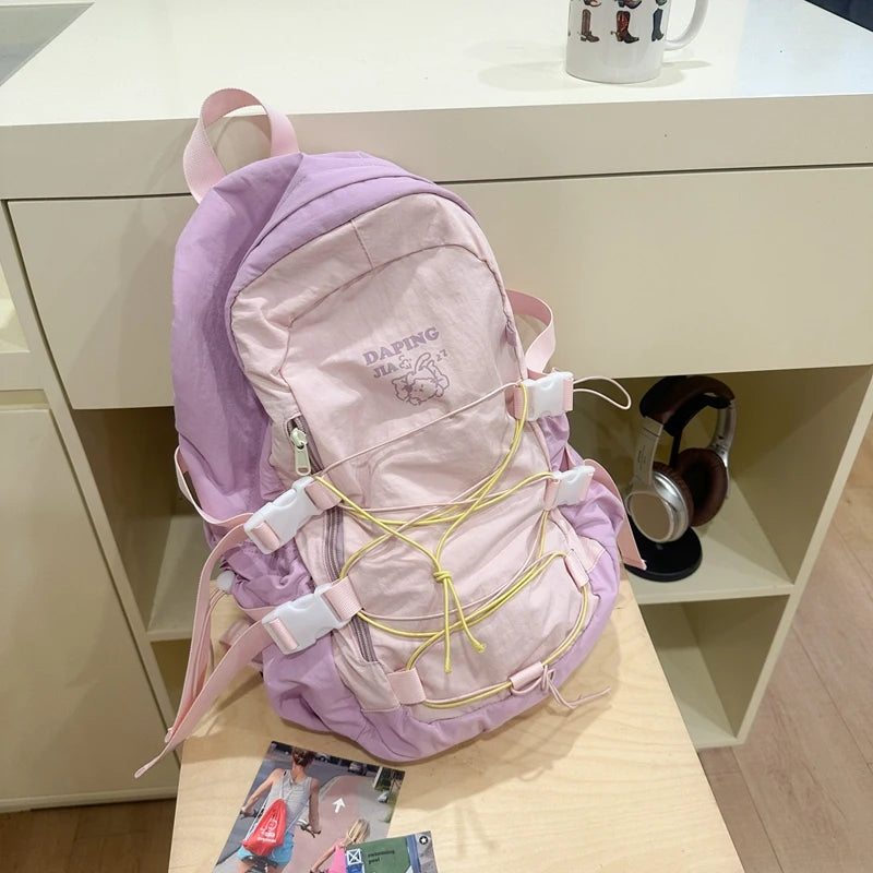 Teenagers School Bag Large Capacity Laptop Rucksack Aesthetic Fashion Backpack Kawaii Students Bookbag Simple Backpack