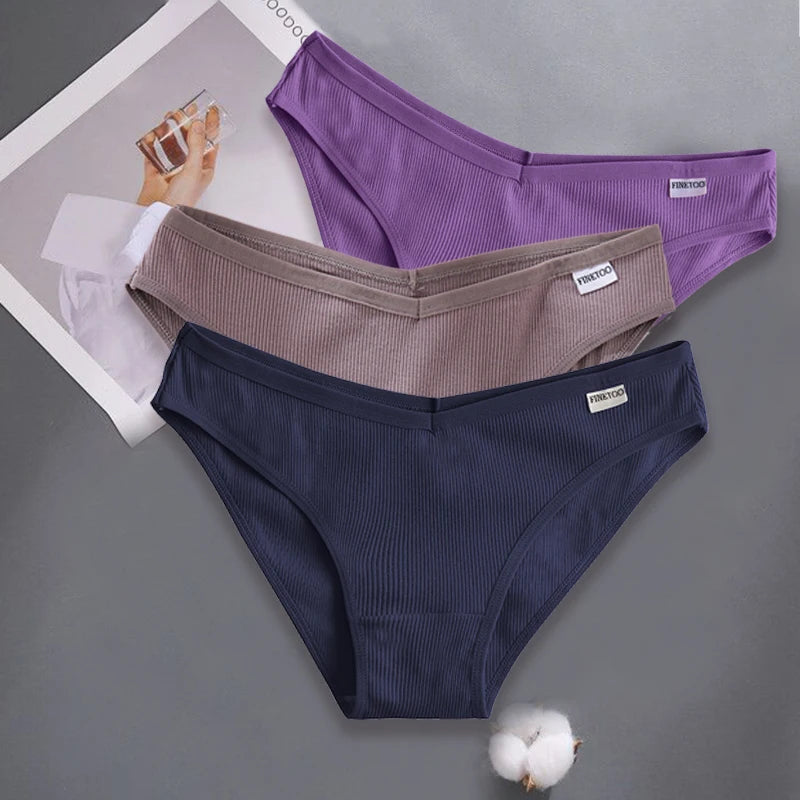 FINETOO 3PCS/Set M-XXL Women Sexy Cotton Panties Underwear Female Underpants Woman Briefs Cotton Pantys Girl Intimates Lingerie