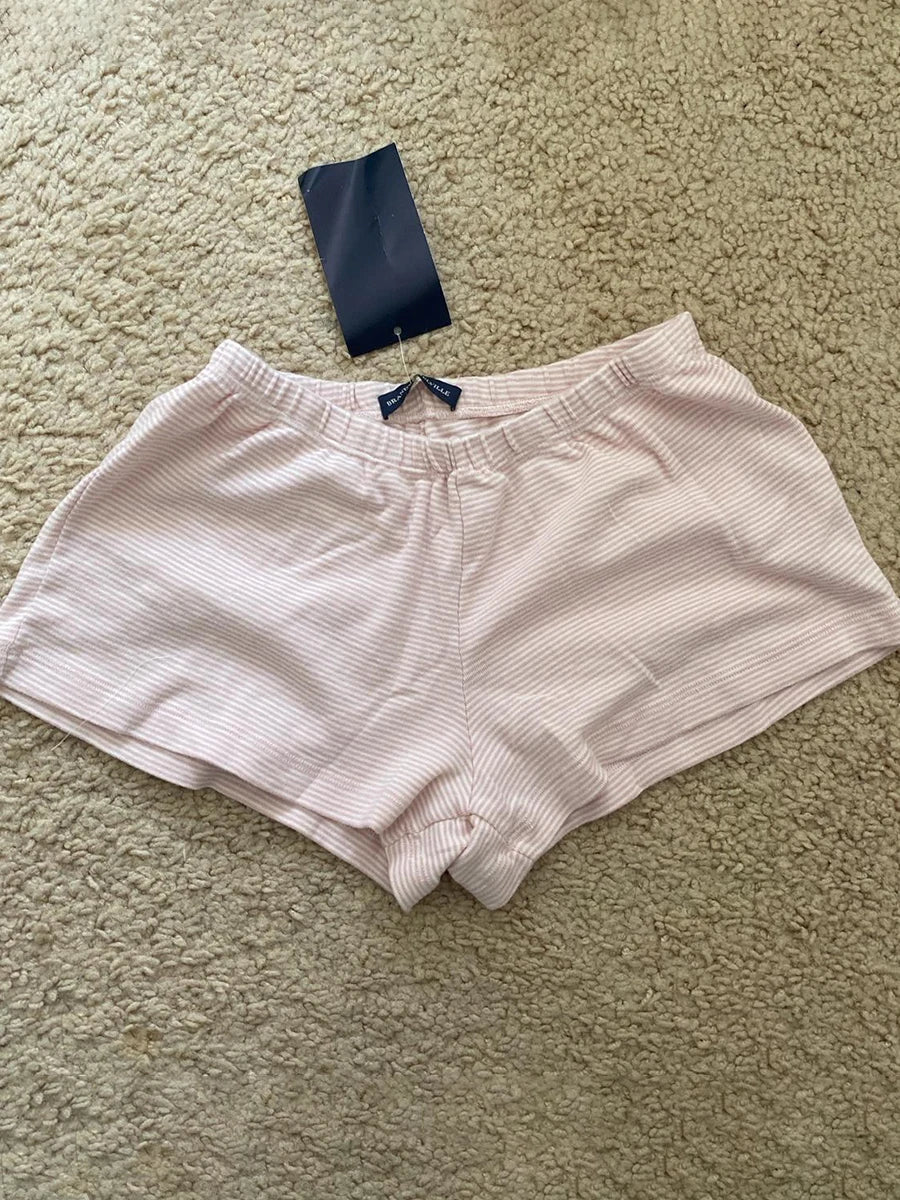 Pink Striped Cotton Vest Shorts 2 Pieces Set Women Bow Slim Tank Tops With Elastic High Waist Straight Short Pants Sweet Sets