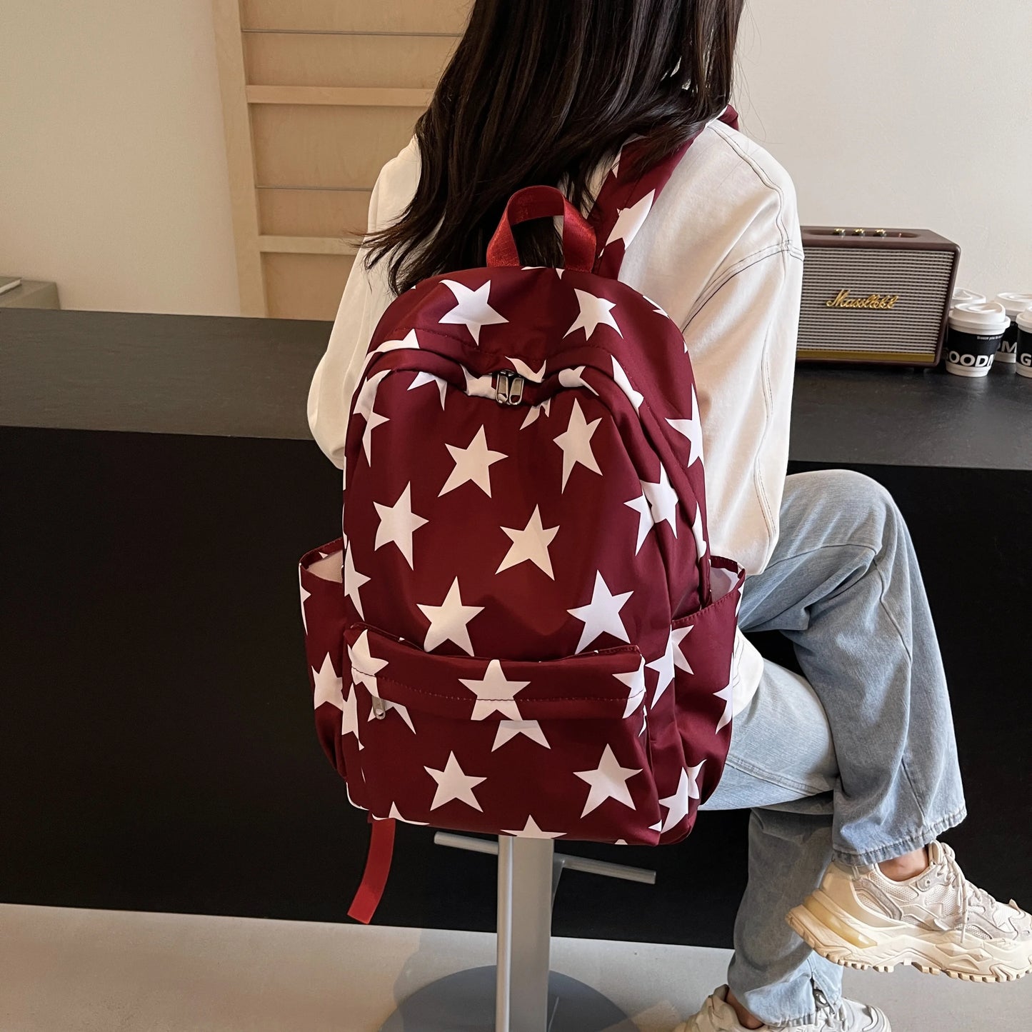 Large Capacity Stars Backpacks American Style School Bags Strong And Stain-resistant Leisure And Travel Bags Child's Book Bags