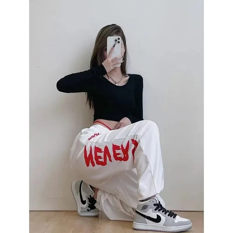 Summer American Hip Hop High Street Jazz Pants Women Loose Harajuku Vintage Trousers Korean Fashion Y2k Streetwear Sweatpants