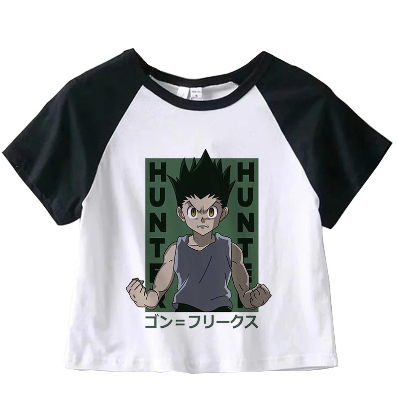 Hunter X Hunter Japan Anime Killua Shirt Y2k Crop Tops T-shirt Anime Women Tee Summer Short Sleeve Clothes Streetwear