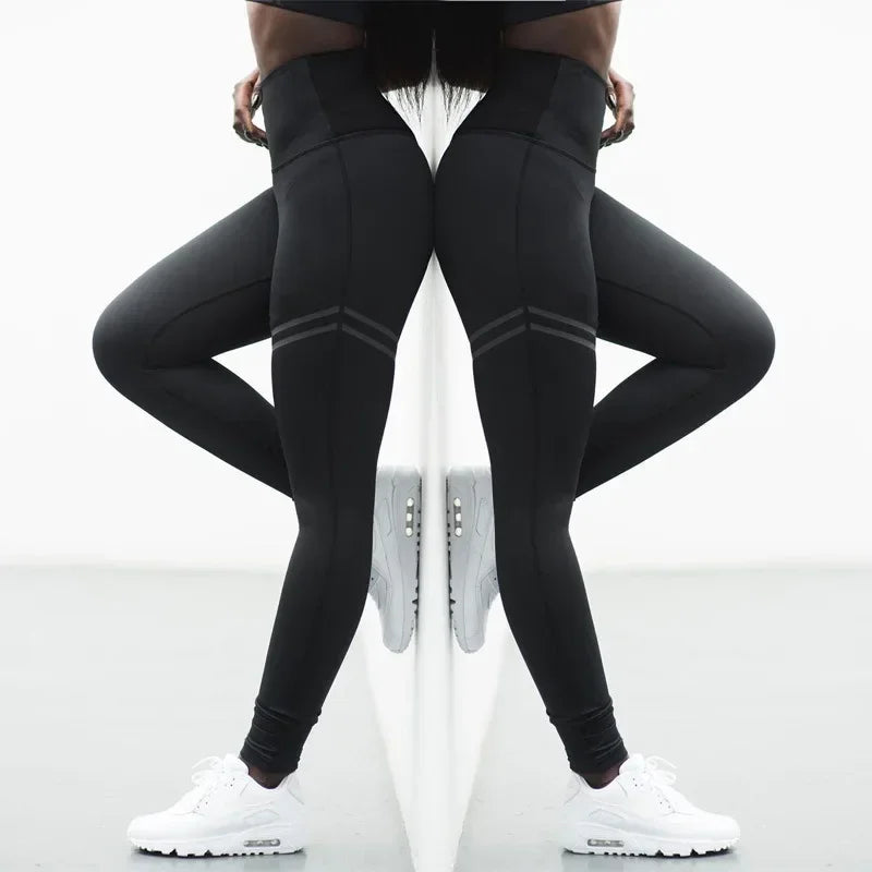 Woman Pants High Waist Sport Pants Women's Fitness Sport Leggings Stripe Printing Elastic Gym Workout Tights Running Trousers