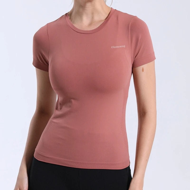 Women Short Sleeve Yoga Shirt Seamless Sport T Shirts Fitness Clothes Yoga Fitness Gym Top Running Active Wear Sport Top Female